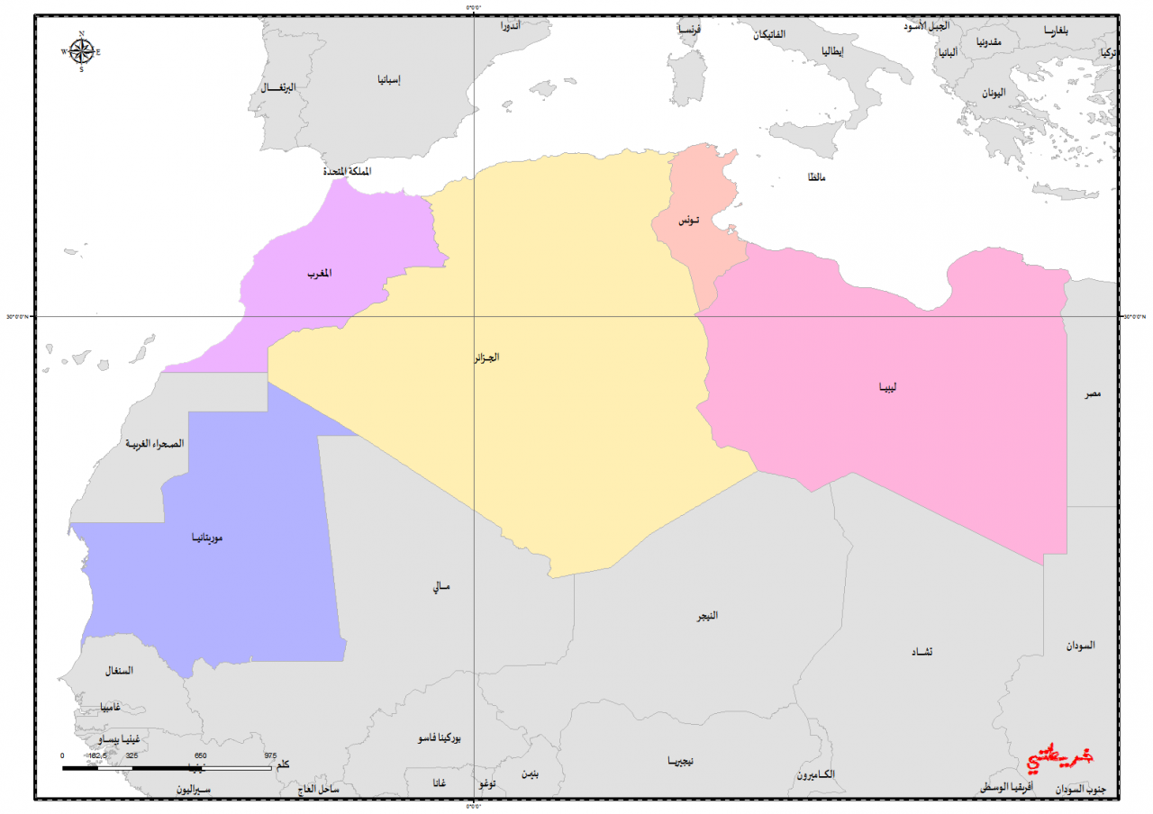 خريطة المغرب العربي الكبير - اسماء دول المغرب العربي وموقعها 2844 10