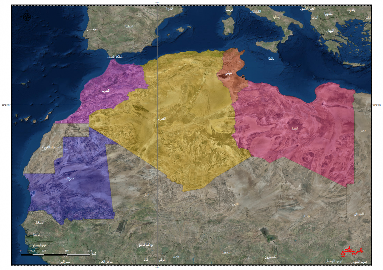 خريطة المغرب العربي الكبير - اسماء دول المغرب العربي وموقعها 2844 7