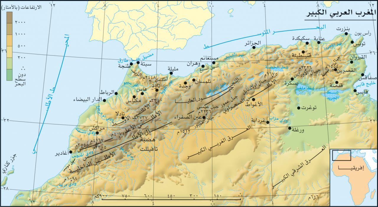 خريطة المغرب العربي الكبير - اسماء دول المغرب العربي وموقعها 2844 19