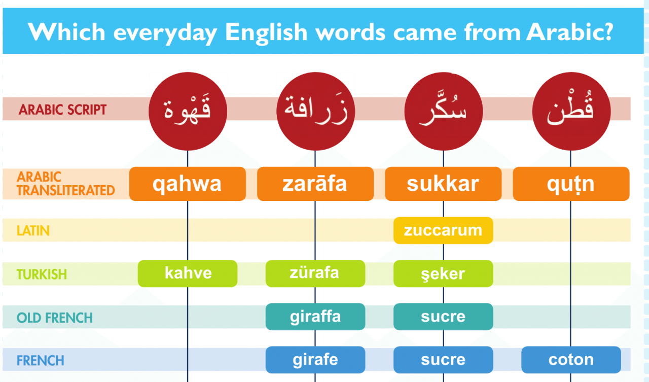 كلمات انجليزية اصلها عربي